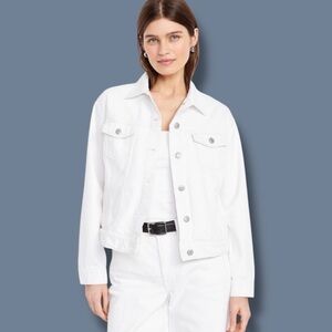 Old Navy NWOT White Denim Jean Jacket XL Crop Trucker